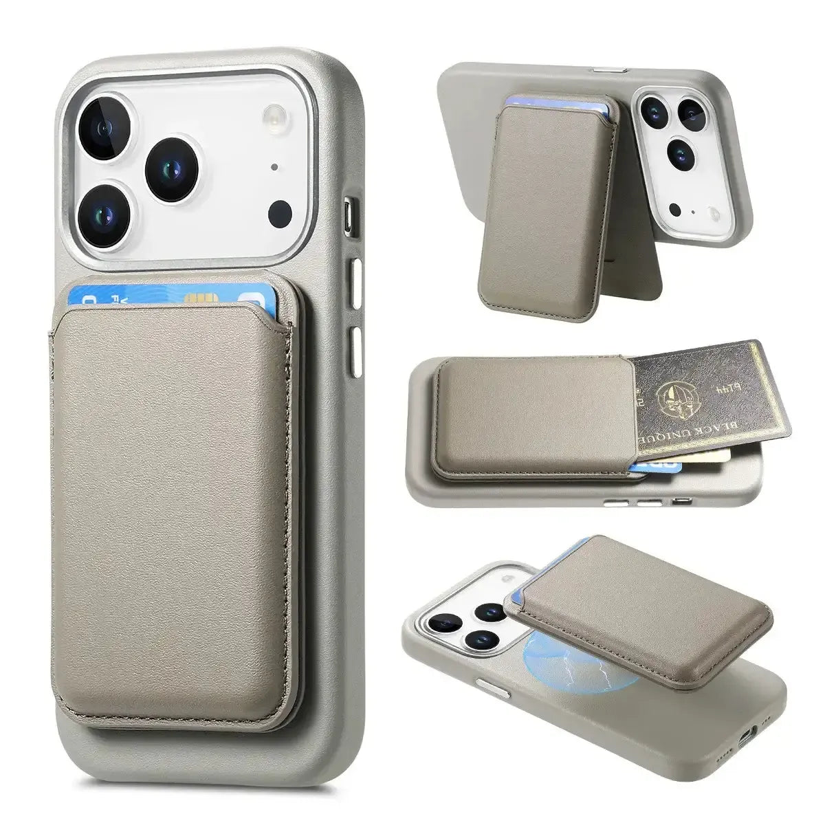 Caseles Full-Grain Leather iPhone Case with Card Holder, MagSafe Ready, Metal Buttons & Camera Bump Frame,Adrian at Caseles-iPhone 17 Pro Max, Beige