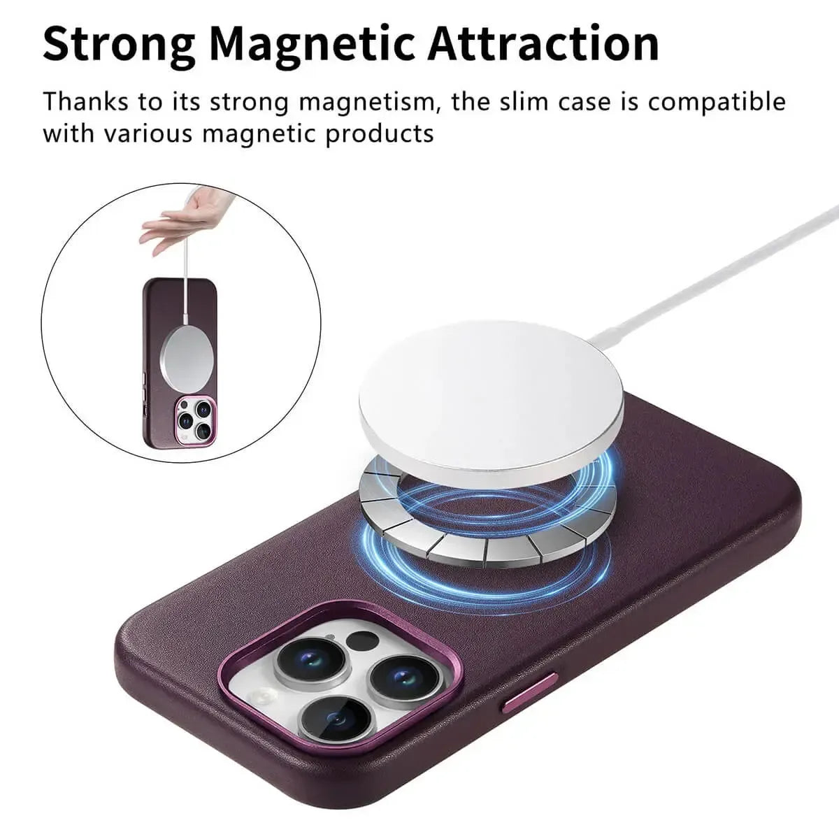 Caseles Full-Grain Leather iPhone Case with Card Holder, MagSafe Ready, Metal Buttons & Camera Bump Frame,Adrian at Caseles-iPhone 16 Pro Max, Andrew-Teal