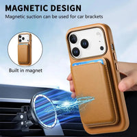 Caseles Full-Grain Leather iPhone Case with Card Holder, MagSafe Ready, Metal Buttons & Camera Bump Frame,Adrian at Caseles-iPhone 17 Pro Max, Black