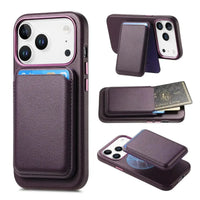 Caseles Full-Grain Leather iPhone Case with Card Holder, MagSafe Ready, Metal Buttons & Camera Bump Frame,Adrian at Caseles-iPhone 17 Pro Max, Purple