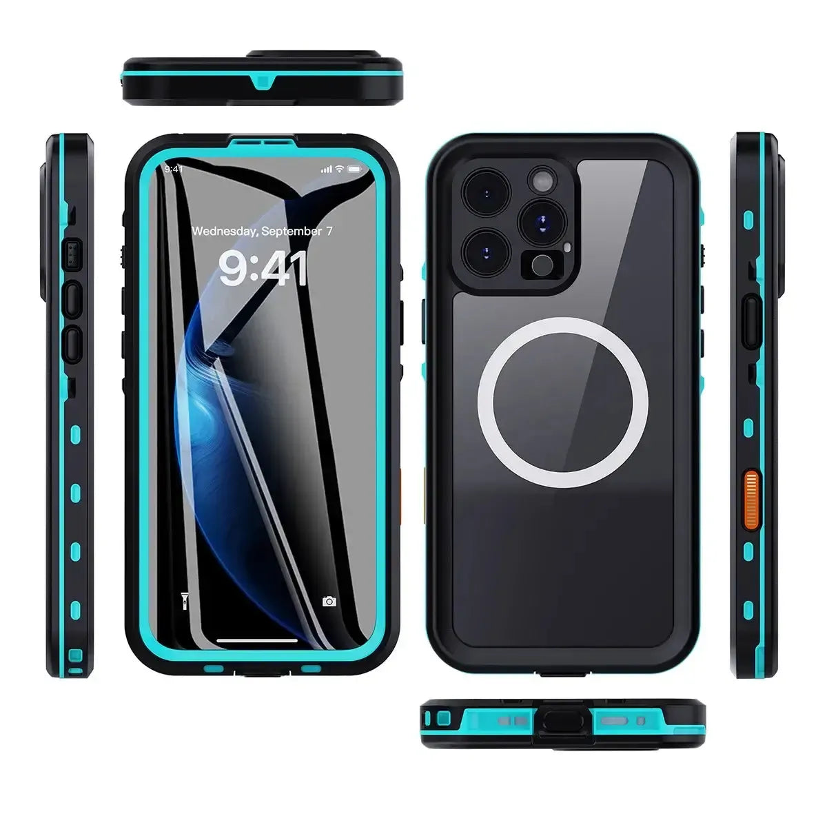 Buy IP68 Waterproof Phone Case, Support Magsafe, Built in Screen Protector, Full Body Heavy Duty Shockproof,Aiden at Caseles-iPhone 17 Pro Max, Black