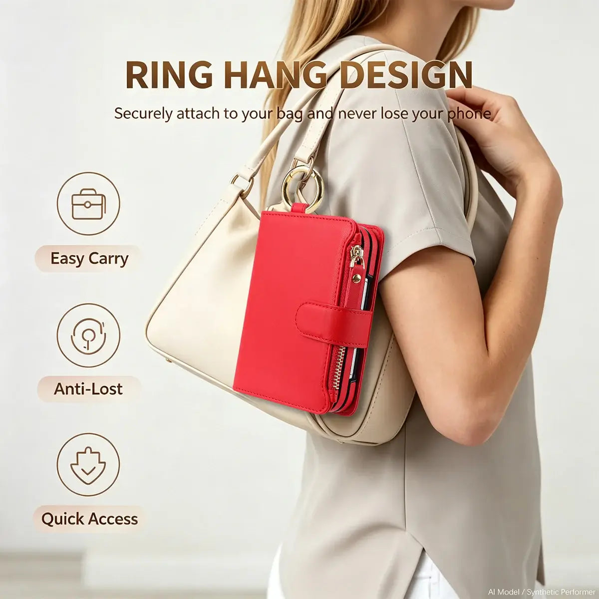 Buy Crossbody Wallet Case with Card Slots, Zipper Pocket & RFID Protection for iPhone Duo - CALLA at Caseles-iPhone Duo, Bronze