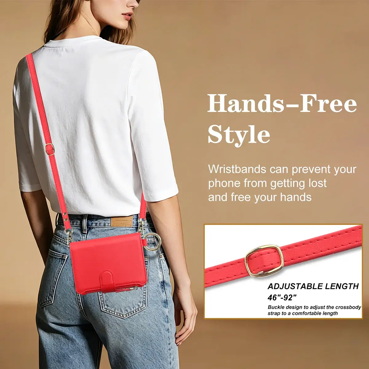 Buy Crossbody Wallet Case with Card Slots, Zipper Pocket & RFID Protection for iPhone Duo - CALLA at Caseles-iPhone Duo, Bronze