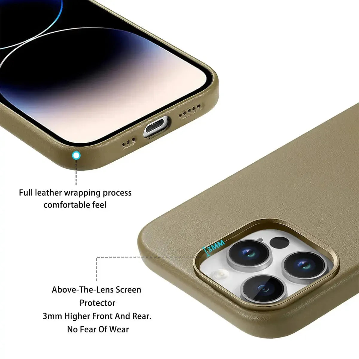 Buy Full-Grain Leather iPhone Case, MagSafe Ready, Metal Buttons & Camera Bump Frame,Andrew at Caseles-iPhone 16 Pro Max, Andrew-Teal