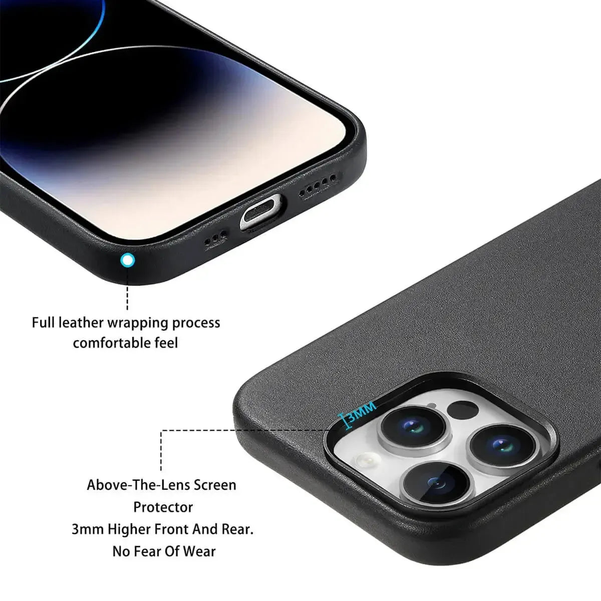 Buy Full-Grain Leather iPhone Case, MagSafe Ready, Metal Buttons & Camera Bump Frame,Andrew at Caseles-iPhone 16 Pro Max, Andrew-Teal
