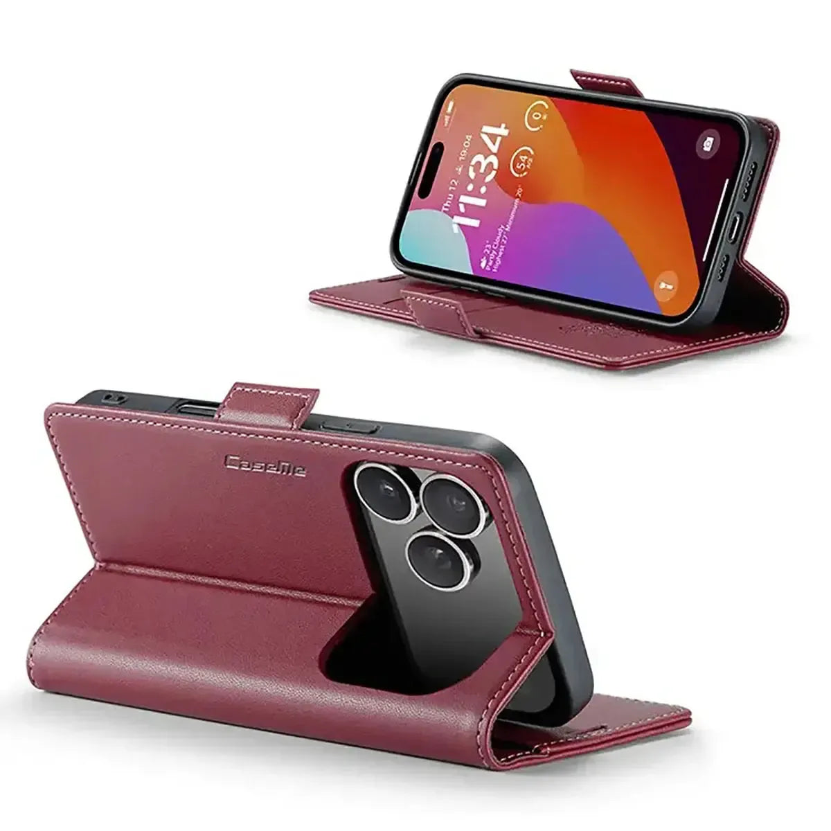 Buy Premium PU Leather Multi-Function Flip iPhone Case with Card Slots, Wallet Pocket, Kickstand, and Full-Body Protection, ARIA at Caseles-iPhone 17 Pro Max, Aria-Green