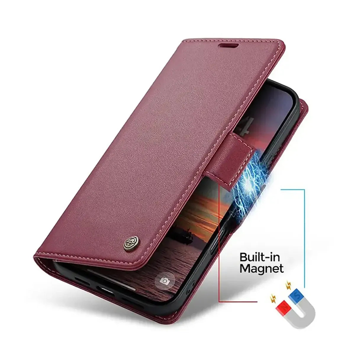 Buy Premium PU Leather Multi-Function Flip iPhone Case with Card Slots, Wallet Pocket, Kickstand, and Full-Body Protection, ARIA at Caseles-iPhone 17 Pro Max, Aria-Green