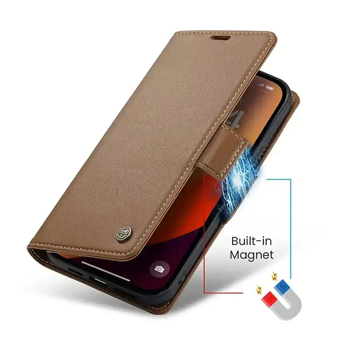 Buy Premium PU Leather Multi-Function Flip iPhone Case with Card Slots, Wallet Pocket, Kickstand, and Full-Body Protection, ARIA at Caseles-iPhone 17 Pro Max, Aria-Green