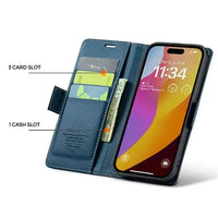 Buy Premium PU Leather Multi-Function Flip iPhone Case with Card Slots, Wallet Pocket, Kickstand, and Full-Body Protection, ARIA at Caseles-iPhone 17 Pro Max, Aria-Green