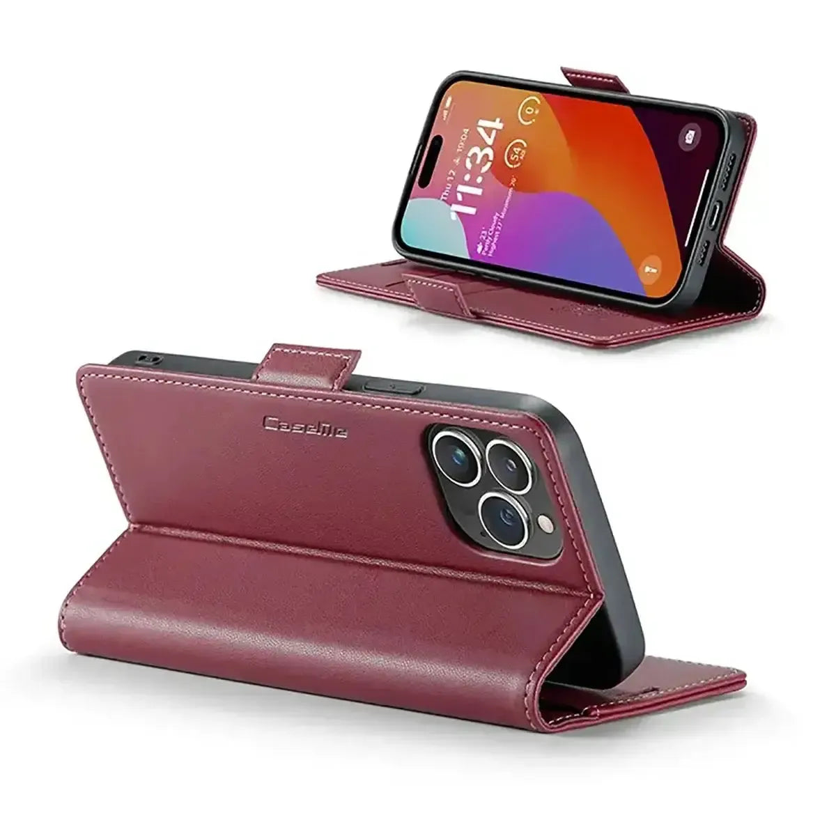 Buy Premium PU Leather Multi-Function Flip iPhone Case with Card Slots, Wallet Pocket, Kickstand, and Full-Body Protection, ARIA at Caseles-iPhone 17 Pro Max, Aria-Green