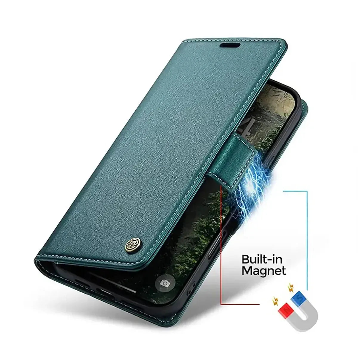 Buy Premium PU Leather Multi-Function Flip iPhone Case with Card Slots, Wallet Pocket, Kickstand, and Full-Body Protection, ARIA at Caseles-iPhone 17 Pro Max, Aria-Green