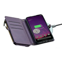 Buy Zipper Wallet Phone Case, RFID Blocking, Leather, Card Slots, for google pixel, Arora at Caseles-Google Pixel 9 Pro Fold, Aurora-Purple