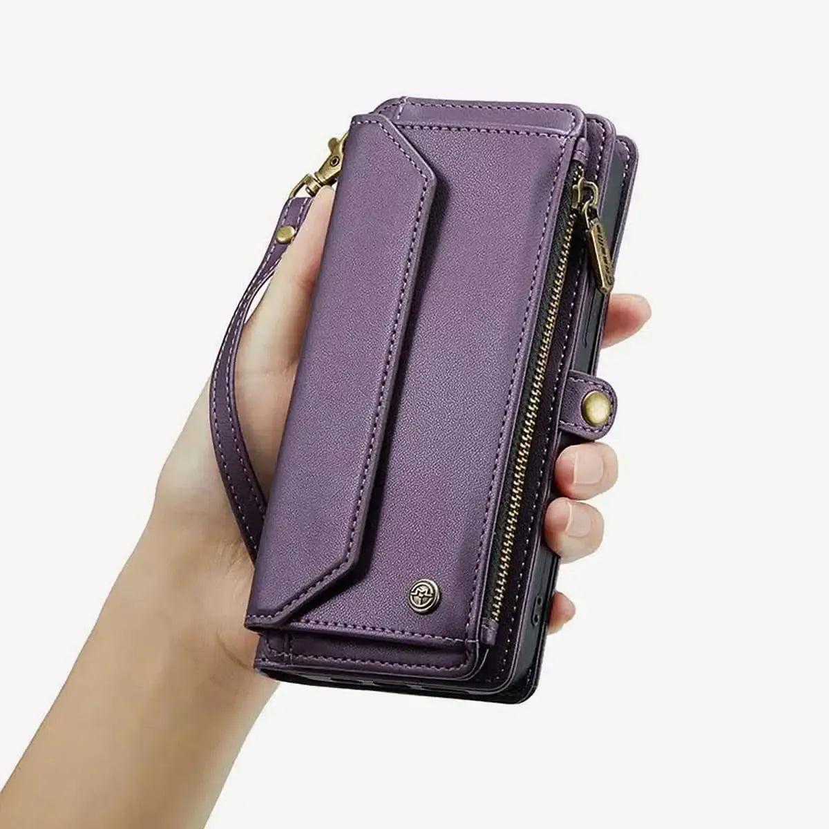 Buy Zipper Wallet Phone Case, RFID Blocking, Leather, Card Slots, for google pixel, Arora at Caseles-Google Pixel 9 Pro Fold, Aurora-Purple