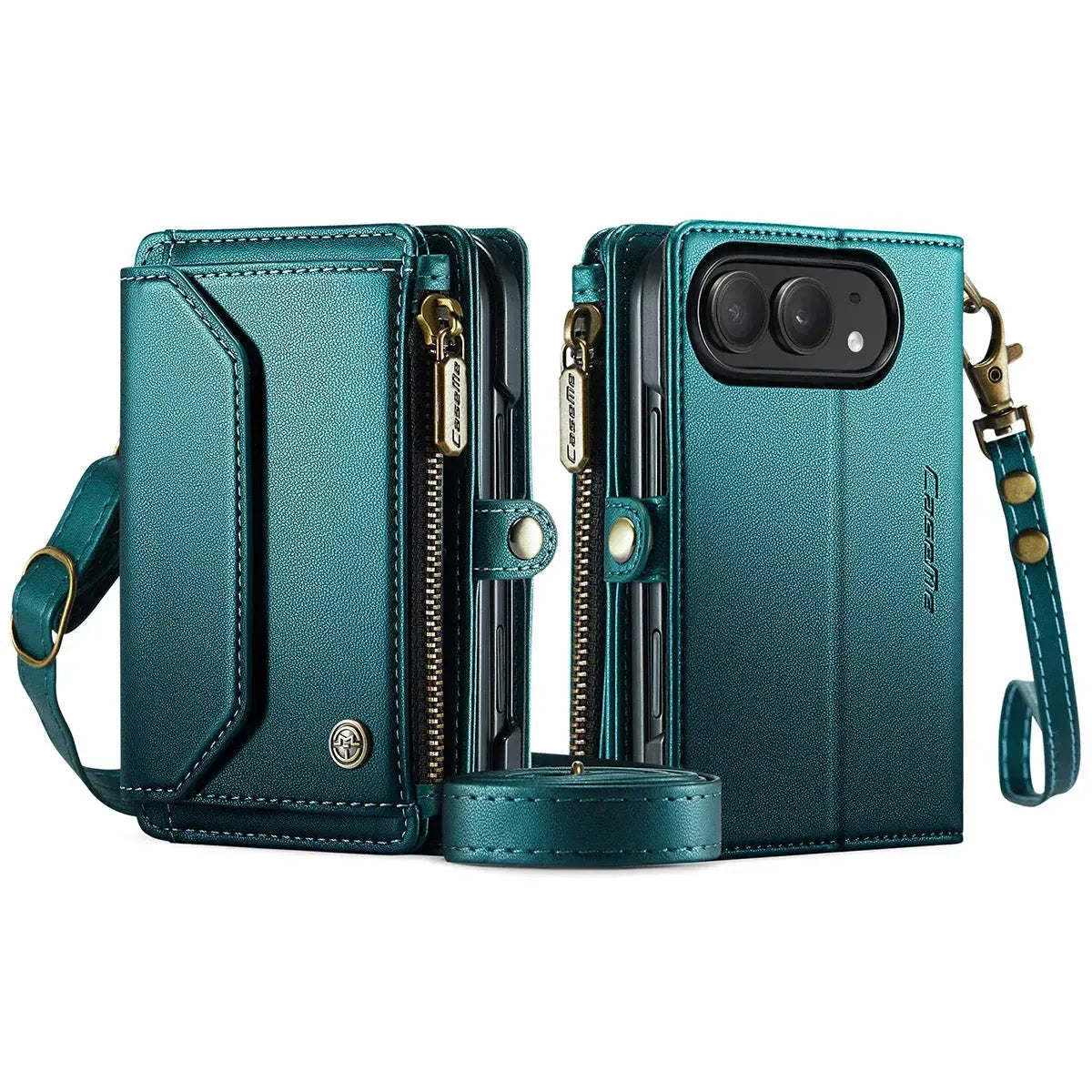 Buy Multifunctional Leather Crossbody Wallet Case with RFID Blocking & Wireless Charging for iPhone Duo - Aurelia at Caseles-iPhone Duo, Aurora-Purple