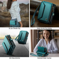 Buy Multifunctional Leather Crossbody Wallet Case with RFID Blocking & Wireless Charging for iPhone Duo - Aurelia at Caseles-iPhone Duo, Aurora-Purple
