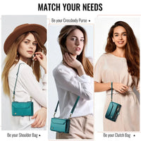 Buy Multifunctional Leather Crossbody Wallet Case with RFID Blocking & Wireless Charging for iPhone Duo - Aurelia at Caseles-iPhone Duo, Aurora-Purple