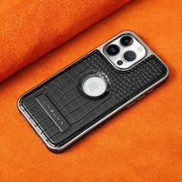 Buy Magnetic PU Leather Case for iPhone Series, Slim Fit Shockproof Back Cover with Integrated Kickstand & Wireless Charging Support - AXON at Caseles-iPhone 17 Pro Max, Brown