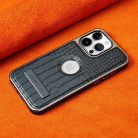 Buy Magnetic PU Leather Case for iPhone Series, Slim Fit Shockproof Back Cover with Integrated Kickstand & Wireless Charging Support - AXON at Caseles-iPhone 17 Pro Max, Brown