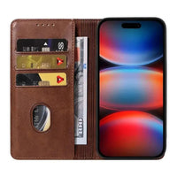 Buy Magnetic Folio Wallet Phone Case, Premium Leather, Credit Card Holder, Magnetic Closure, Flip Kickstand Shockproof Case, Barnaby at Caseles-iPhone 17 Pro Max, Barnaby-Brown