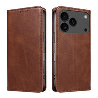 Buy Magnetic Folio Wallet Phone Case, Premium Leather, Credit Card Holder, Magnetic Closure, Flip Kickstand Shockproof Case, Barnaby at Caseles-iPhone 17 Pro Max, Barnaby-Brown