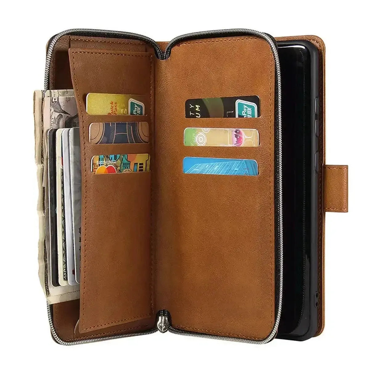 Buy Classic Wallet Phone Case, 9 Card Slots, Premium Leather, Credit Card Holder, Shockproof Case,Bakari at Caseles-Samsung Galaxy S25 Ultra, Bakari-Burgyndy