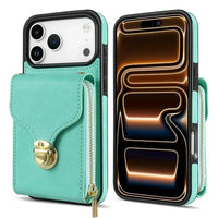 Buy Detachable Lanyard Leather Case Wallet Case Card Slot Shockproof Kickstand Zipper Closure Flip Leather Case for iPhone,Briana at Caseles-iPhone 17 Pro Max, Black