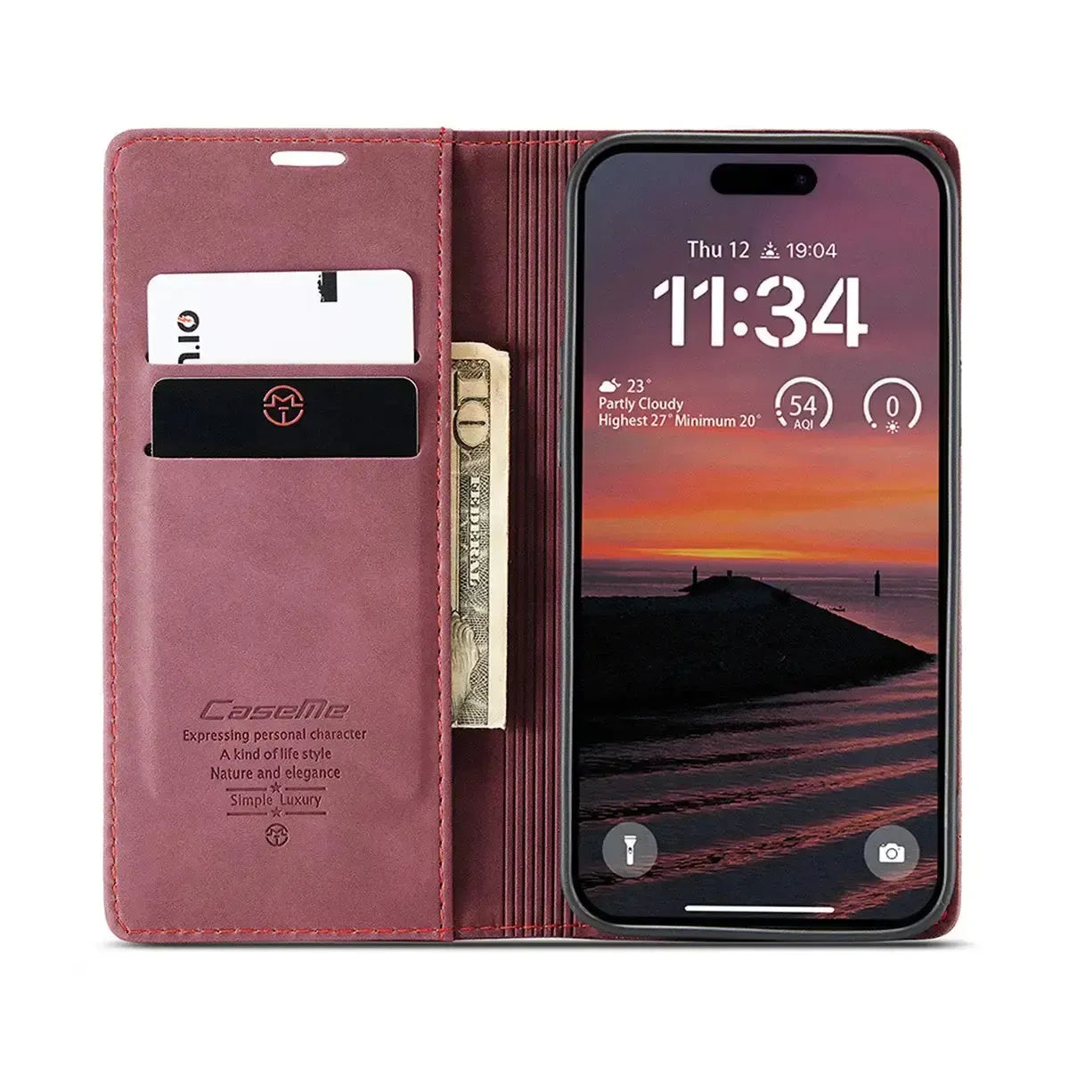 Buy Magnetic Flip Leather Card Wallet Case for iPhone, Kickstand & Drop Protection, BROOKS at Caseles-iPhone 17 Pro Max, BJM-Coffee