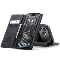 Buy Magnetic Flip Leather Card Wallet Case for iPhone, Kickstand & Drop Protection, BROOKS at Caseles-iPhone 17 Pro Max, BJM-Coffee