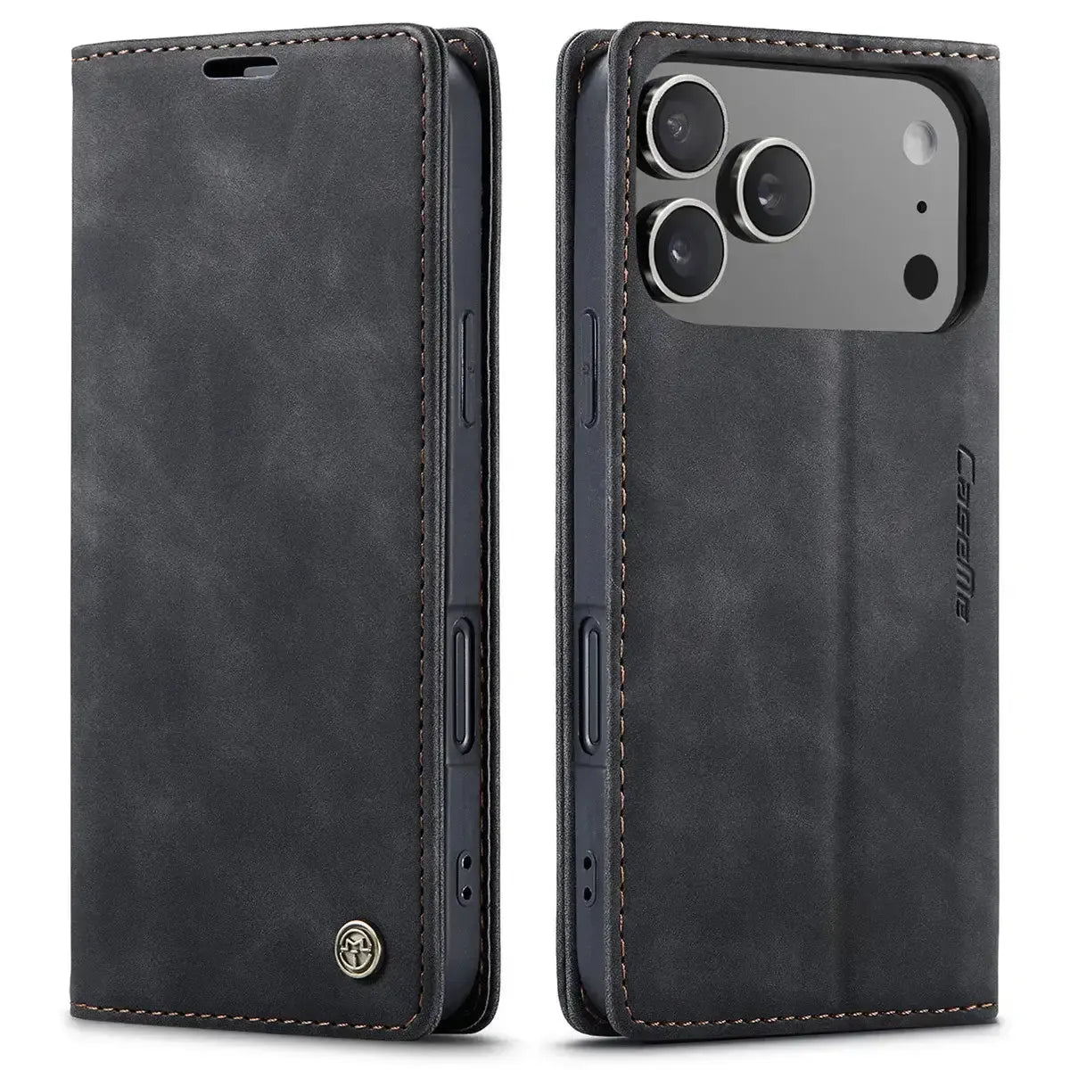 Buy Magnetic Flip Leather Card Wallet Case for iPhone, Kickstand & Drop Protection, BROOKS at Caseles-iPhone 17 Pro Max, BJM-Coffee