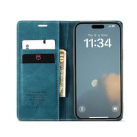 Buy Magnetic Flip Leather Card Wallet Case for iPhone, Kickstand & Drop Protection, BROOKS at Caseles-iPhone 17 Pro Max, BJM-Coffee