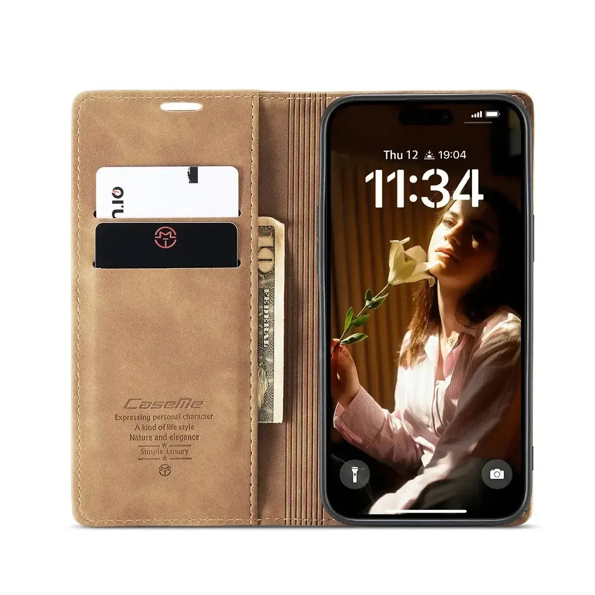 Buy Magnetic Flip Leather Card Wallet Case for iPhone, Kickstand & Drop Protection, BROOKS at Caseles-iPhone 17 Pro Max, BJM-Coffee