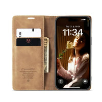 Buy Magnetic Flip Leather Card Wallet Case for iPhone, Kickstand & Drop Protection, BROOKS at Caseles-iPhone 17 Pro Max, BJM-Coffee
