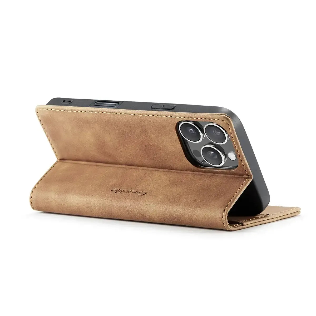 Buy Magnetic Flip Leather Card Wallet Case for iPhone, Kickstand & Drop Protection, BROOKS at Caseles-iPhone 17 Pro Max, BJM-Coffee