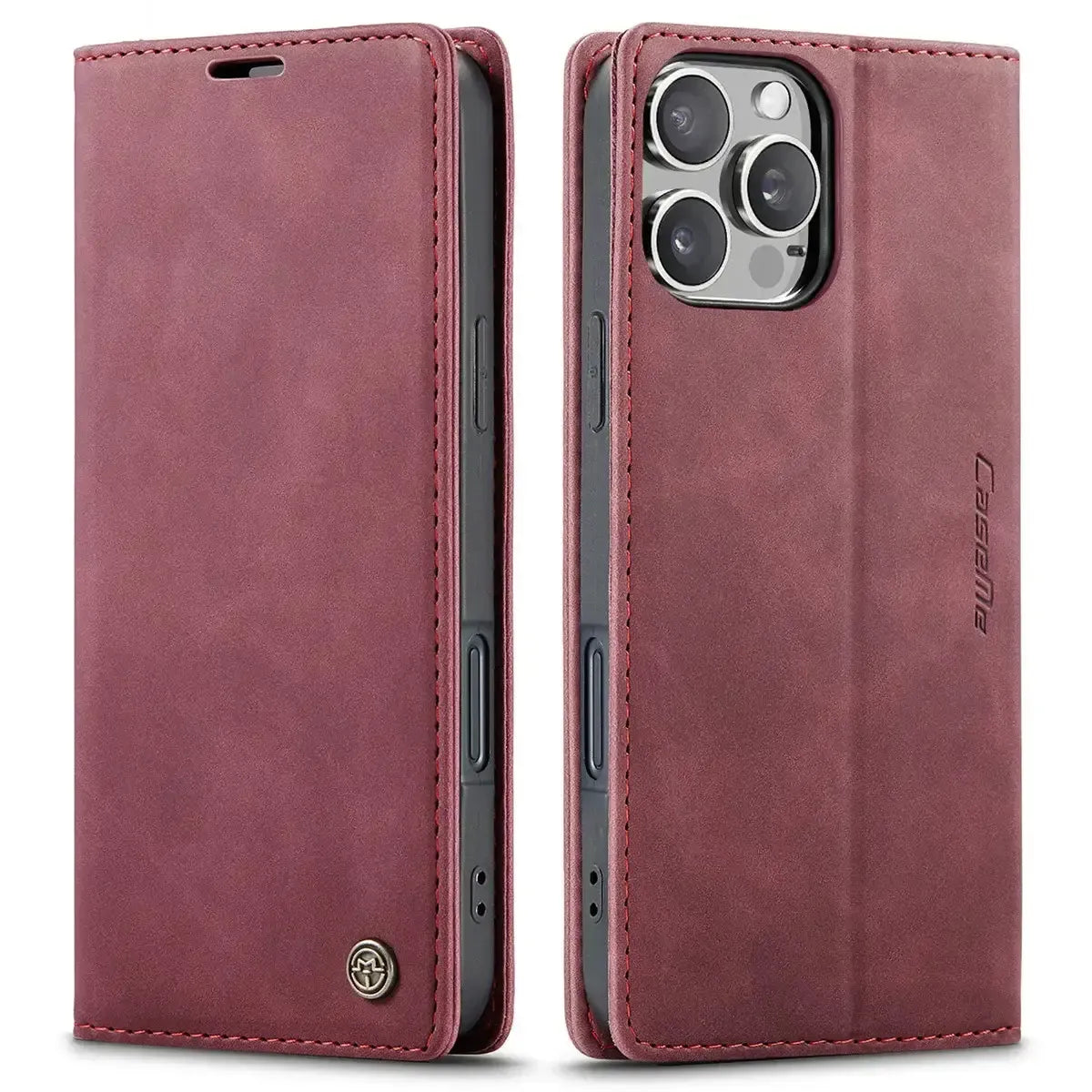 Buy Magnetic Flip Leather Card Wallet Case for iPhone, Kickstand & Drop Protection, BROOKS at Caseles-iPhone 17 Pro Max, BJM-Coffee