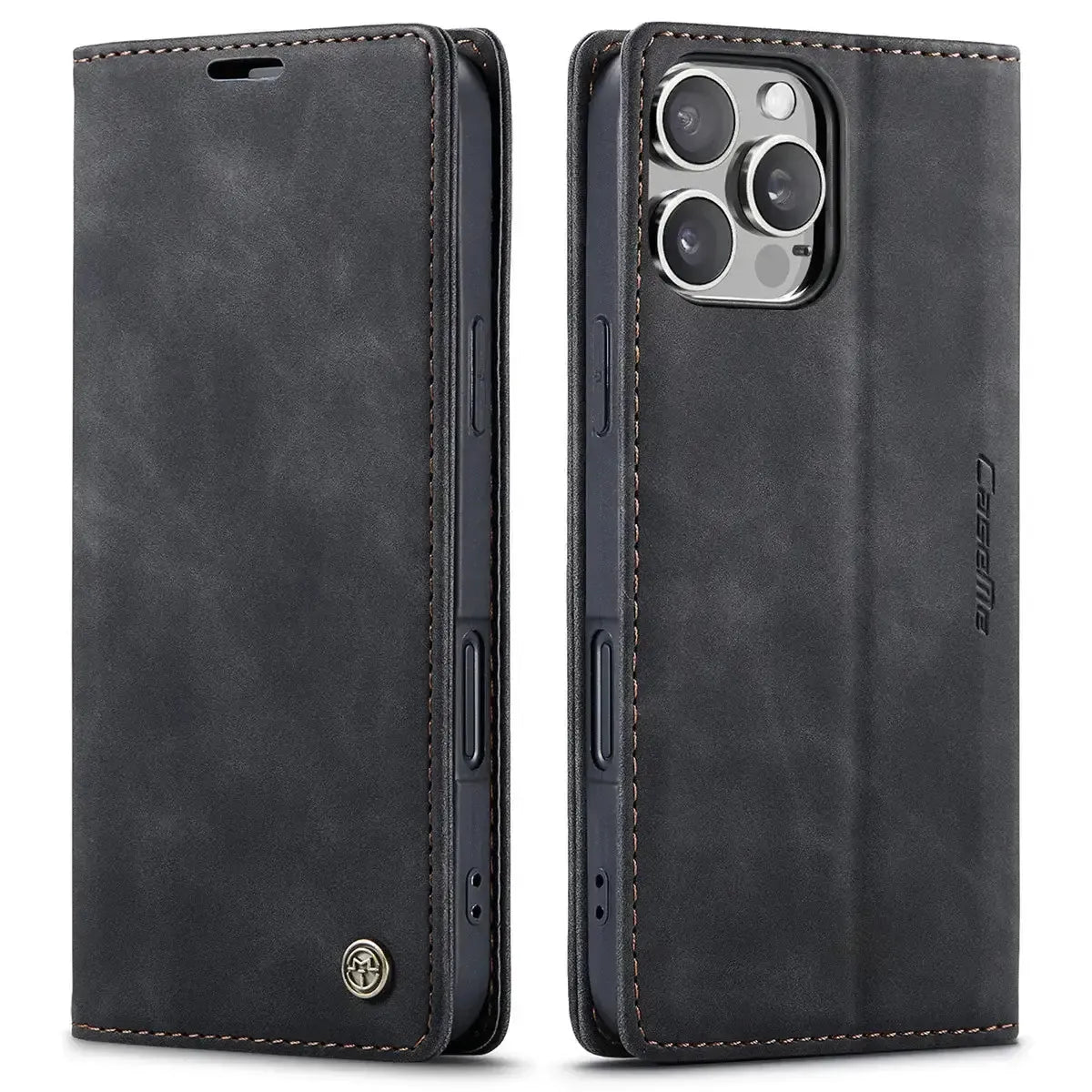 Buy Magnetic Flip Leather Card Wallet Case for iPhone, Kickstand & Drop Protection, BROOKS at Caseles-iPhone 17 Pro Max, BJM-Coffee