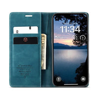 Buy Magnetic Flip Leather Card Wallet Case for iPhone, Kickstand & Drop Protection, BROOKS at Caseles-iPhone 17 Pro Max, BJM-Coffee