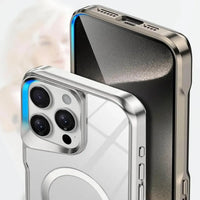 Buy Metal Corner Bumper iPhone Case, Frameless Lens Protector, EdgeGuard Protective Cover - Owen at Caseles-iPhone 17 Pro Max, Orange