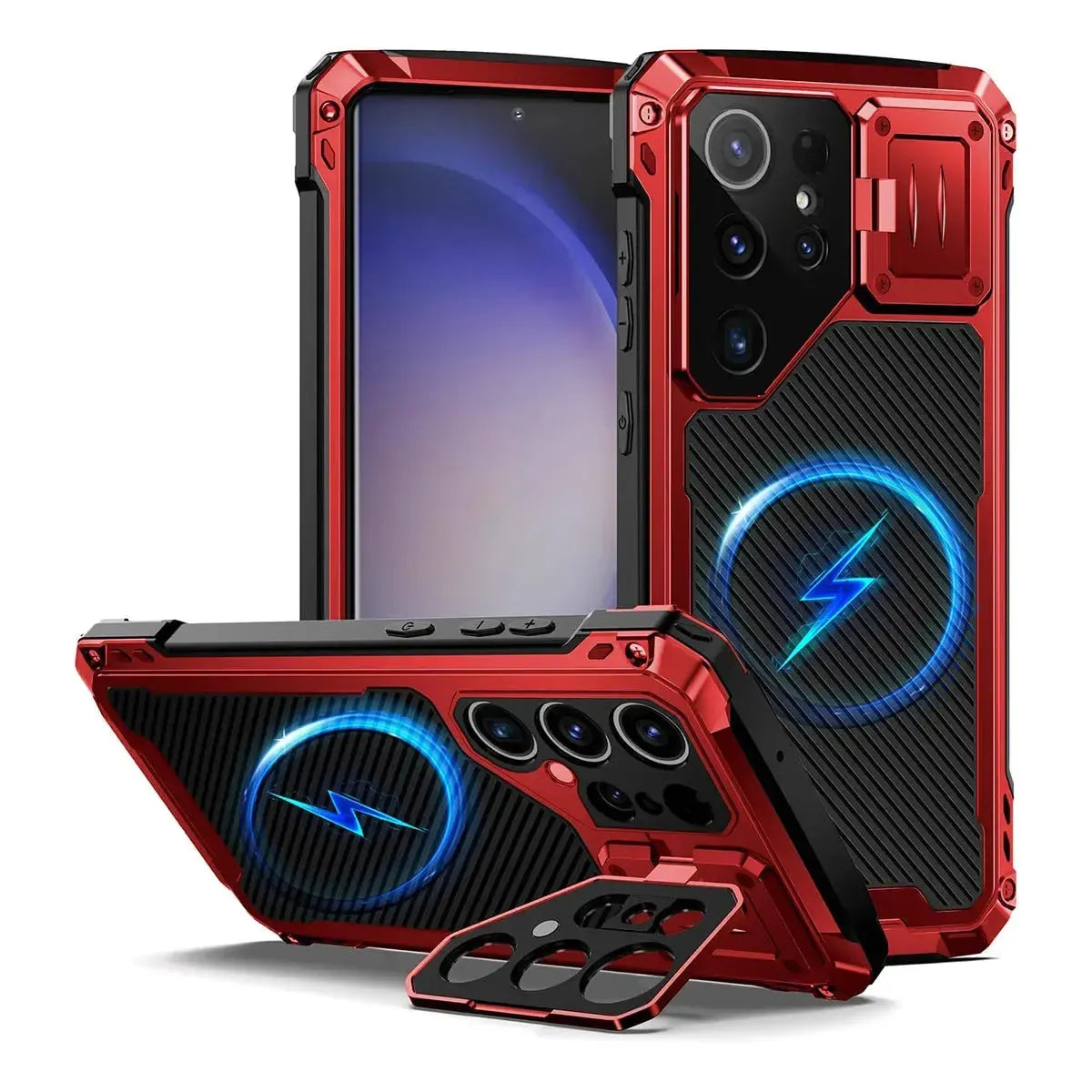 Buy Classic Full Body Metal Armor Phone Case, with Screen Protector, Heavy Duty Defender Shockproof Case - Bulwark at Caseles-Samsung Galaxy S25 Ultra, Black