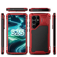 Buy Classic Full Body Metal Armor Phone Case, with Screen Protector, Heavy Duty Defender Shockproof Case - Bulwark at Caseles-Samsung Galaxy S25 Ultra, Black