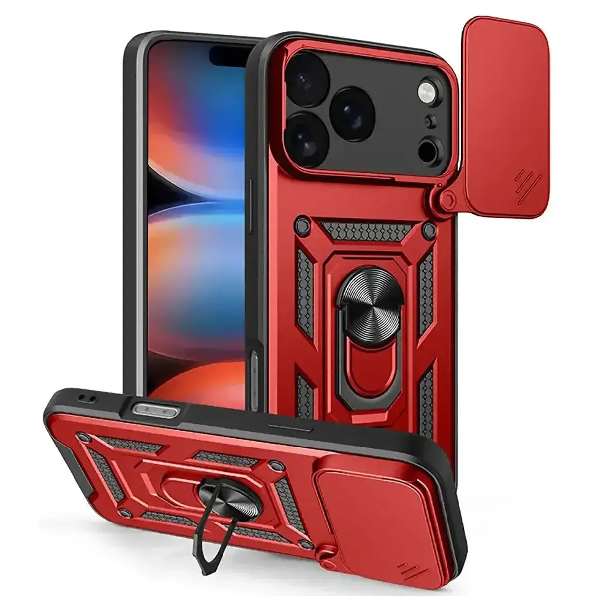 Buy Metal iPhone Case, with Built in Screen Protector, FullBody Protective Shockproof Heavy Duty Rugged Defender Cover,Callum at Caseles-iPhone 17 Pro Max, Callum-Red
