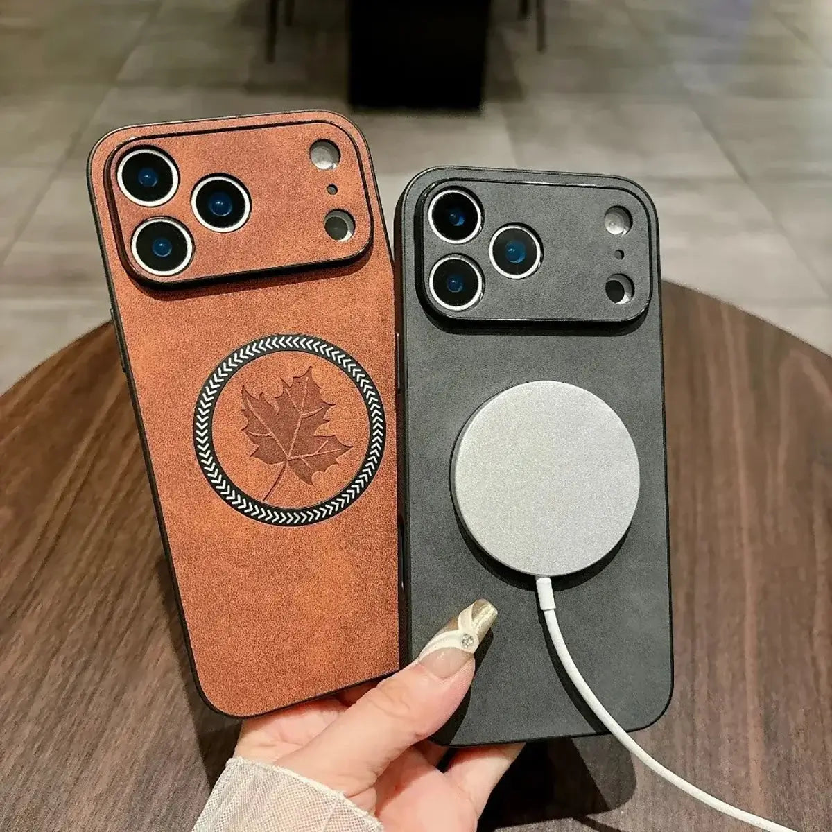 Buy MagSafe-compatible Canadian Maple Leaf Case with 8ft Drop Protection,Canuck at Caseles-iPhone 17 Pro Max, Brown