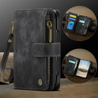 Buy Multifunctional Leather Wallet Case with Detachable Wristlet & Wireless Charging for iPhone Duo - Duran at Caseles-iPhone Duo, Khaki