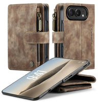 Buy Multifunctional Leather Wallet Case with Detachable Wristlet & Wireless Charging for iPhone Duo - Duran at Caseles-iPhone Duo, Khaki