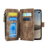 Buy Multifunctional Leather Wallet Case with Detachable Wristlet & Wireless Charging for iPhone Duo - Duran at Caseles-iPhone Duo, Khaki