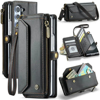 Buy Zipper Wallet Phone Case, RFID Blocking, Leather, Card Slots, for Samsung Galaxy at Caseles-Samsung Galaxy Z Fold 7, Aurora-Black