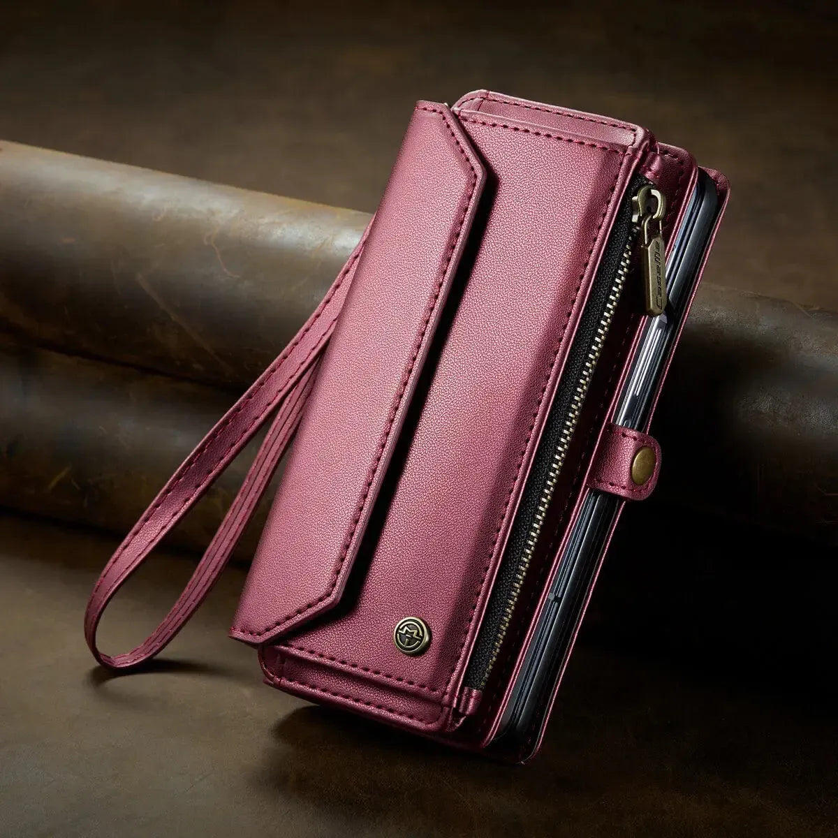 Buy Zipper Wallet Phone Case, RFID Blocking, Leather, Card Slots, for Samsung Galaxy at Caseles-Samsung Galaxy Z Fold 7, Aurora-Purple