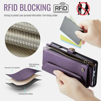 Buy Zipper Wallet Phone Case, RFID Blocking, Leather, Card Slots, for Samsung Galaxy at Caseles-Samsung Galaxy Z Fold 7, Aurora-Purple