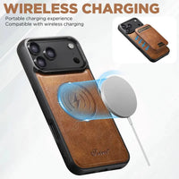 Buy Full Coverage Protection, Leather Phone case, Phone Stander, Card Holder Wallet Case,Francis at Caseles-iPhone 17 Pro Max, Francis-Coffee