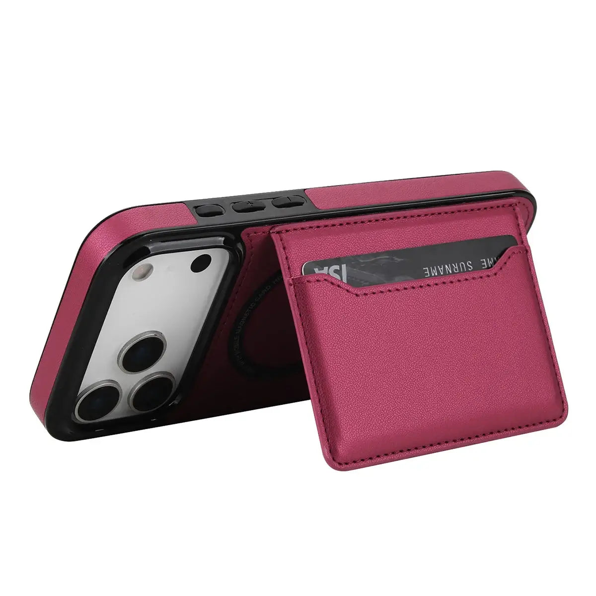 Buy Shockproof Protective Case with Card Holder, Magnetic Charging Compatibility & Hands-Free Viewing Stand - HALE at Caseles-iPhone 17 Pro Max, Black