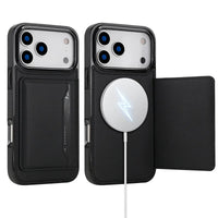 Buy Shockproof Protective Case with Card Holder, Magnetic Charging Compatibility & Hands-Free Viewing Stand - HALE at Caseles-iPhone 17 Pro Max, Black